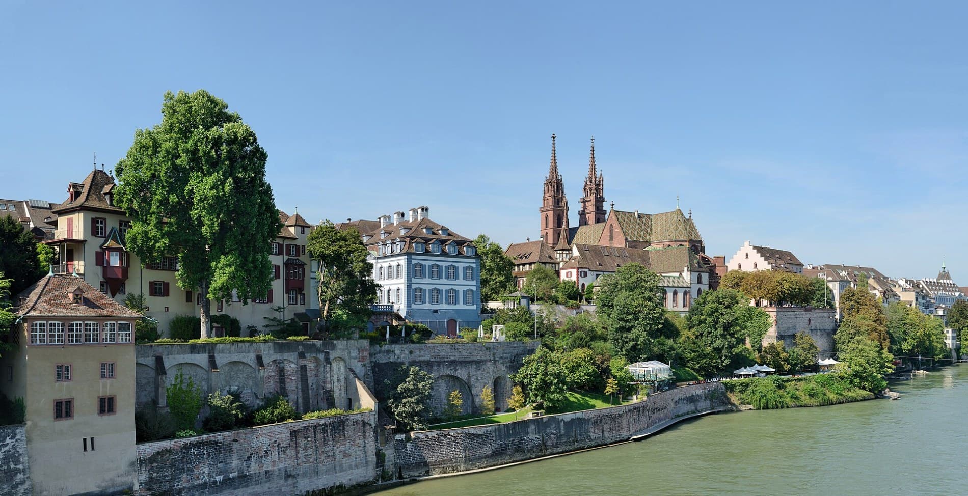Basel old town and the Minster above the Rhine